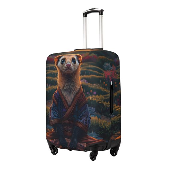 Hirioo Garden Meditating Weasel for Elasticity Suitcase Cover (No luggage Included) Durable Luggage Protector Fits 18-32 Inch Luggage-Small