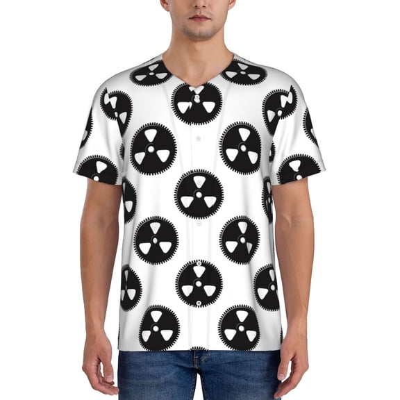 Hirioo Gear Tools for Men's Baseball T-shirt Shirts Short Sleeve Casual Summer Button Stretch T Shirts,Size S-4XL-XX-Large