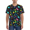 thumbnail image 1 of Hirioo Geometric 1980s Styled for Men's Baseball T-shirt Shirts Short Sleeve Casual Summer Button Stretch T Shirts,Size S-4XL-Medium, 1 of 7
