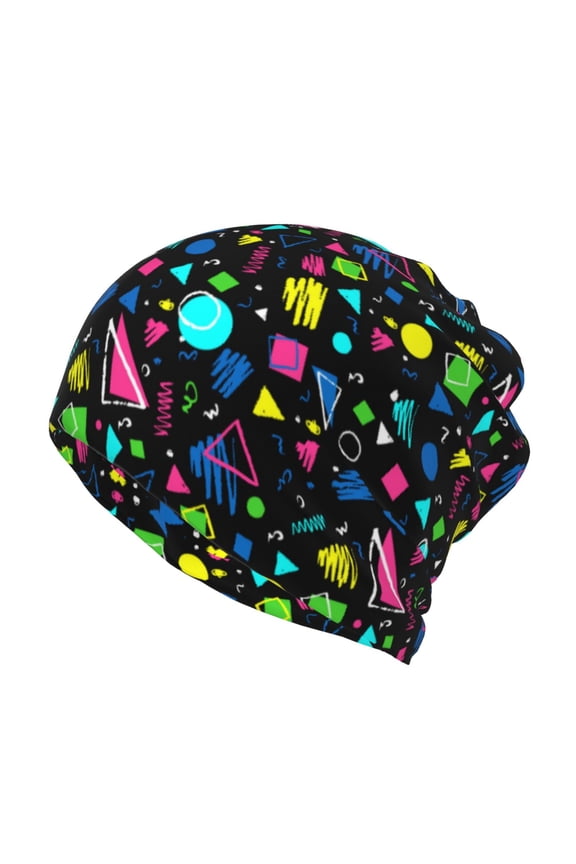 Geometric 1980s Styled for Multifunction Beanie Hat for Men and Women Unisex for Winter Sports, Outdoor Activities, and Daily Wear