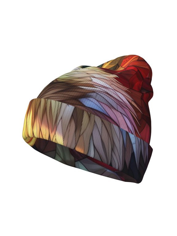 Geometric American Bald Eagle for Men's Knit Cuffed Beanie for Outdoor Activities Unisex