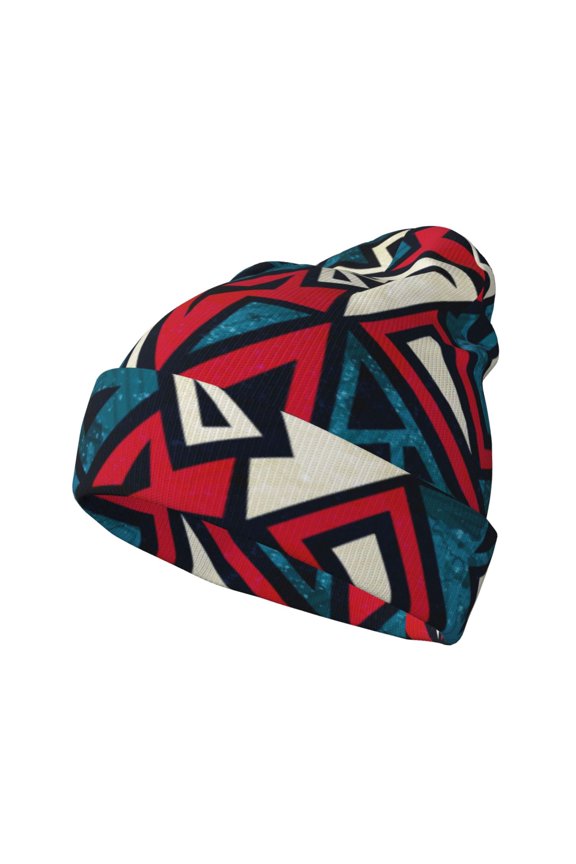 Geometric Elements for Men's Knit Cuffed Beanie for Outdoor Activities Unisex
