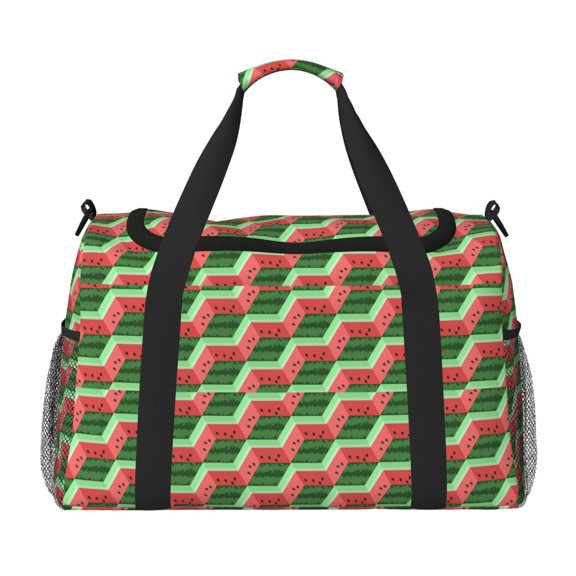 Hirioo Geometric Watermelon Hand Travel Bag for Men Women,Durable and Spacious Travel Bag with Multiple Pockets for Work, Travel, Weekend Getaways