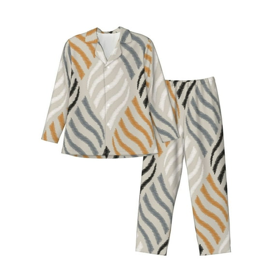 Hirioo Geometric for Men's Pajama Sets 2 Piece Pjs Men's Long-Sleeved Pajama Set Button Down Sleepwear,S-XXL-XX-Large
