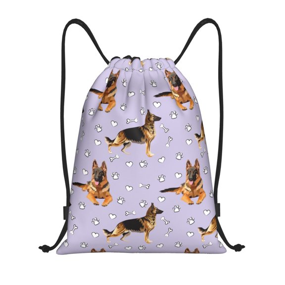 Hirioo German Shepherd Dog Print Drawstring Backpack Bag Sport Versatile Sports Backpack for Gym, Travel, Swimming, Beach