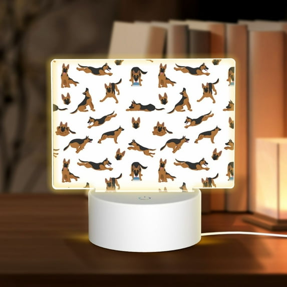Hirioo German Shepherd Dog for Rectangular Acrylic with Night Light Best Gifts for Lover Girl Mom, Valentine's Day Anniversary Birthday Wedding Present