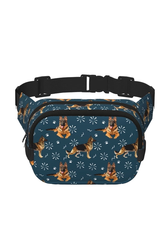 German Shepherd Dog for Double Layer Waist Bag Adjustable Fanny Pack For Travel Running Hiking