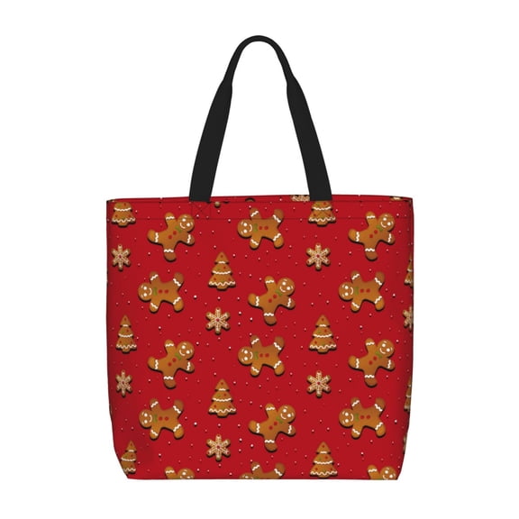 Hirioo Gingerbread Man for Tote Bag for Women, Quilted Shoulder Bag with Zipper, Large Capacity Handbags for Casual, Travel, Work