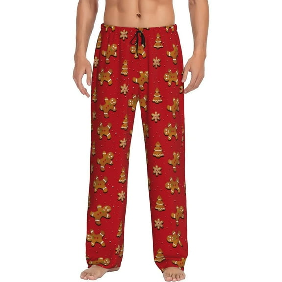 Hirioo Gingerbread Man for Men's PJ Pajama Pants Sleep Pants Men's Home Trousers with Pockets,S-3XL-Small