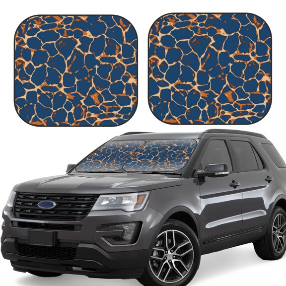 Hirioo Giraffe Skin for 2PCS Windshield Sun Shade Foldable | Front Windshield Shade for Sun, Heat and UV Rays-Small