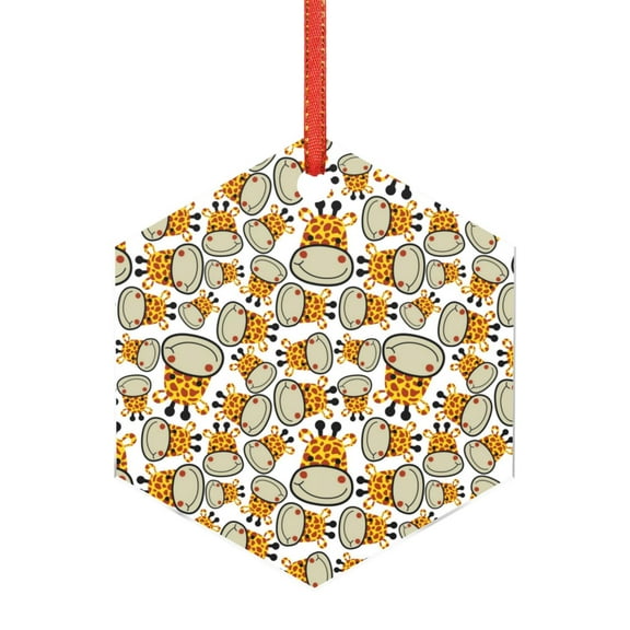 Hirioo Giraffes Head for Acrylic Christmas Pendant Hanging Christmas Tree Ornaments, Car, Home, Office Gift Decor-Hexagon