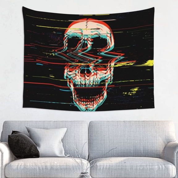 Hirioo Glitch Screaming Skull Print Tapestry Lightweight Fabric for Bedroom Aesthetic Home Wall Dorm Dcor Living Room Decor 29x37 Inch