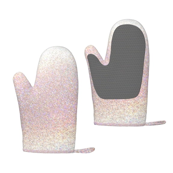 Hirioo Glitter Light Pearl for Silicone Oven Mitts for BBQ, Baking, Cooking, Set of 2, Heat Resistant 260, Non-Slip Kitchen Essentials