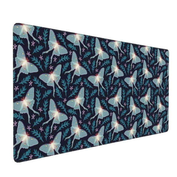 Hirioo Glowing Butterfly for Mouse Pad ,Anti-Slip Base, Durable Stitched Edges, Perfect for Gaming, Office, and Home Use,16x35.5in