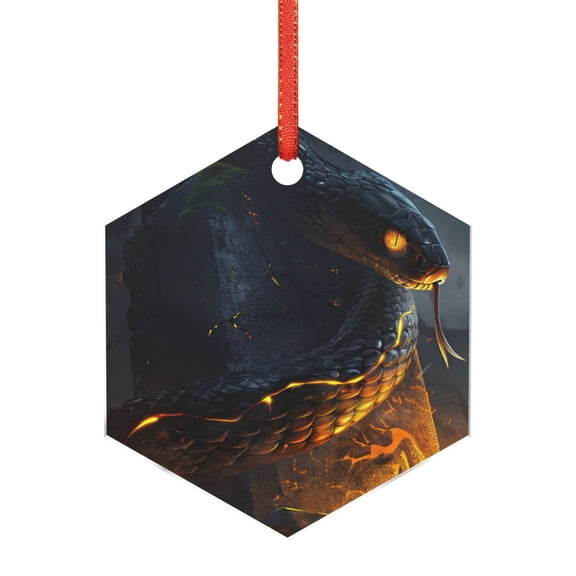 Hirioo Glowing Snake Dark Forest for Acrylic Christmas Pendant Hanging Christmas Tree Ornaments, Car, Home, Office Gift Decor-Hexagon