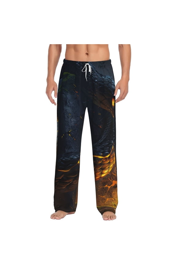 Glowing Snake Dark Forest for Men's PJ Pajama Pants Sleep Pants Men's Home Trousers with Pockets,S-3XL-XX-Large