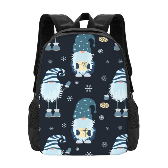 Hirioo Gnome and Snowflakes for Minimalist Backpack Large Capacity Backpack Travel Backpack For School