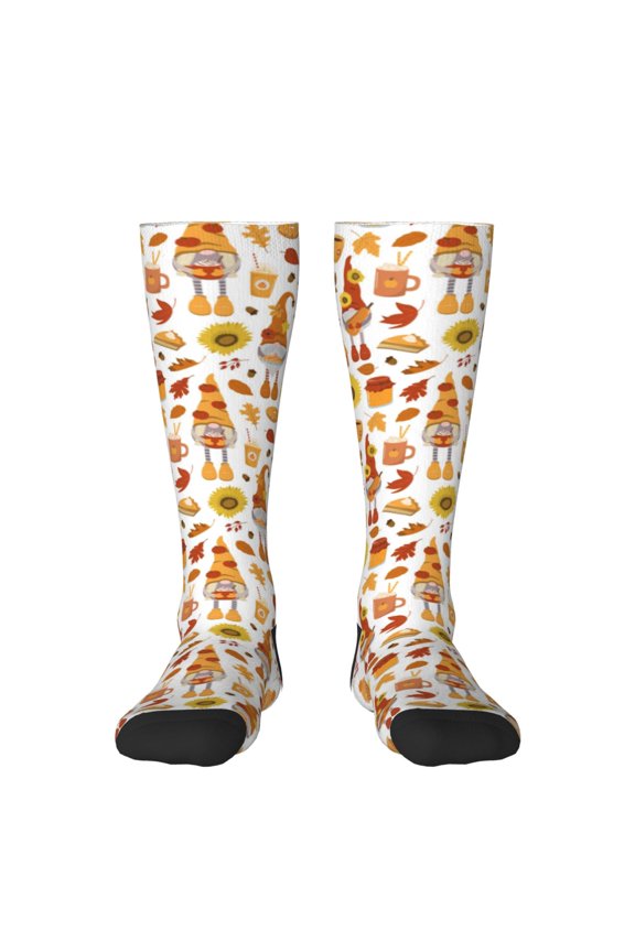 Gnomes Autumn Harvest for Adult Stockings Breathable Sock Non-Pilling,Contrasting Color Design