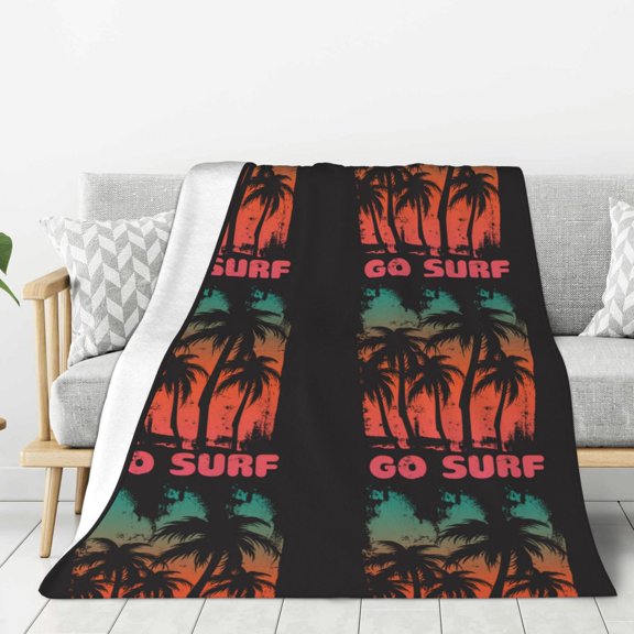 Hirioo Go Surfer for Flannel Blanket, Cozy and Warm Throw for Bed or Couch ,Perfect for All Seasons-40"x30"