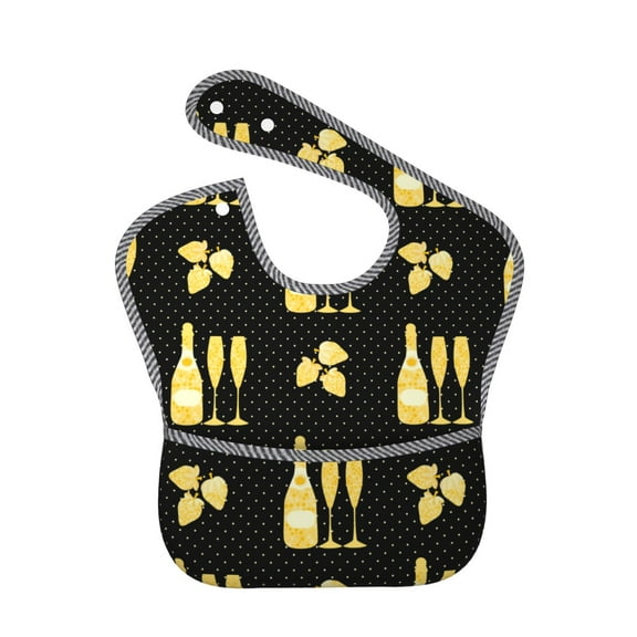 Hirioo Gold Bottles for Baby Waterproof Pocket Bib Adjustable Closed for Babies Toddlers with Large Pocket 6-24Months