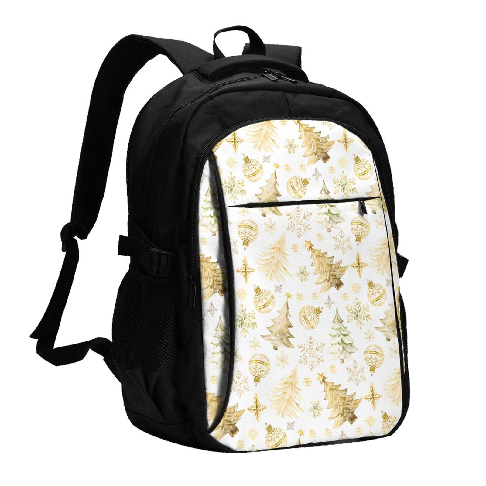 Hirioo Gold Christmas Tree for Travel Laptop Backpack with USB Charging ...