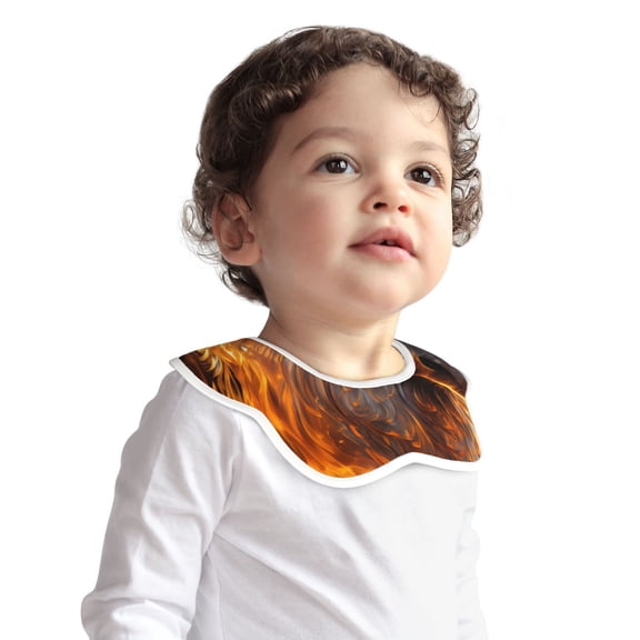 Hirioo Gold Flame Pattern Wolf for Baby Cotton Petal Bib Drool Bibs for Baby Boy Unisex