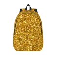 thumbnail image 1 of Hirioo Gold Glitter Canvas Backpack, Durable Travel Backpack with Multiple Compartments,Large Capacity, Backpack for School, Hiking, Work, 1 of 7