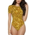 thumbnail image 1 of Hirioo Gold Glitter for Women's Round Neck Short-sleeved Onesie Basic Bodysuits-X-Large, 1 of 7
