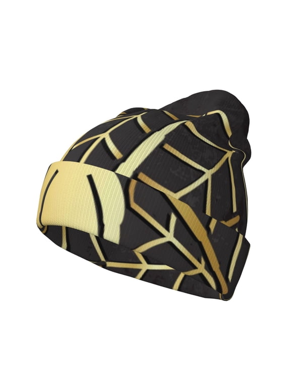 Gold Spider On The Web for Men's Knit Cuffed Beanie for Outdoor Activities Unisex