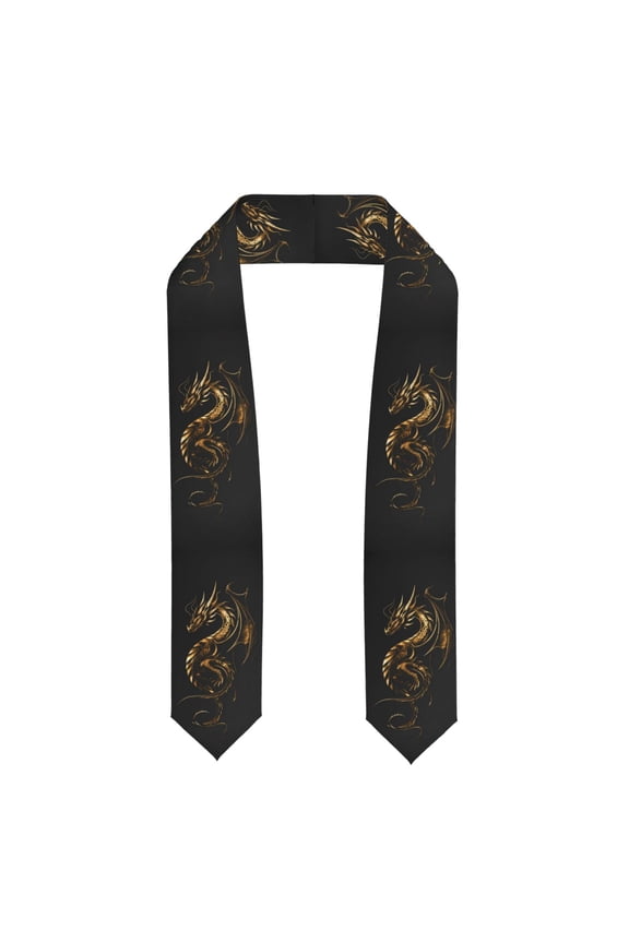 Golden Dragon Tattoo Art for 72" Graduation Shawl Stole Unisex Adults Graduation Sash Honor Graduation Stole for High School and College-Flattened