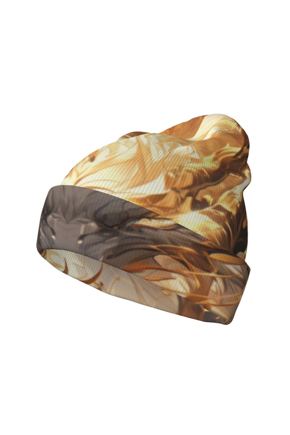 Golden Horned White Dragon for Men's Knit Cuffed Beanie for Outdoor Activities Unisex