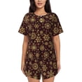 thumbnail image 1 of Hirioo Golden Snowflakes for Women's 2 Piece Short-Sleeved Pajama PJ Sets for Women Shorts with Pockets Womens Lounge Set-X-Large, 1 of 6