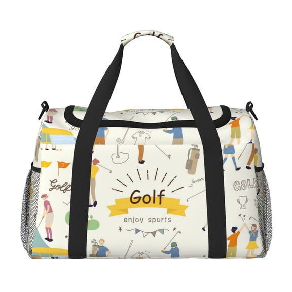 Hirioo Golf Icons And Golfer Hand Travel Bag for Men Women,Durable and Spacious Travel Bag with Multiple Pockets for Work, Travel, Weekend Getaways