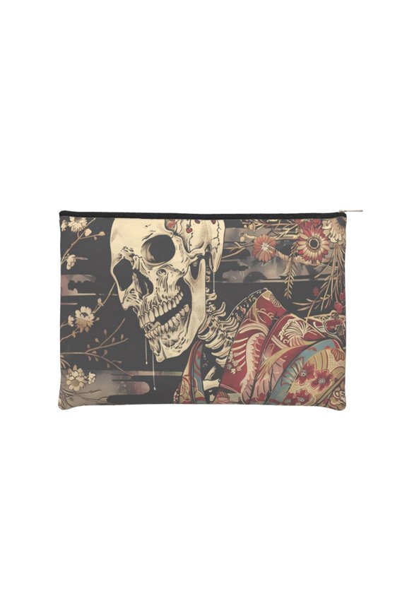 Gothic Eastern Floral Skull for Paper Reusable Cosmetic Bag Zipper Encouragement Travel Pouch Toiletry Bag for Women Girls