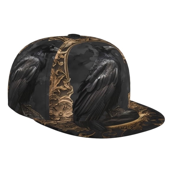 Hirioo Gothic Raven Portrait for Baseball Cap Men Cap Flat Brim for Men Women Teens Adjustable Baseball Cap