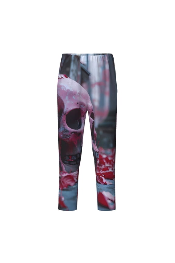 Gothic Red Skull Cemetery for Teenagers' Pajama Pants Womens Lounge Pants with Pockets Pj Bottoms Pants for Men-XS(5-6)