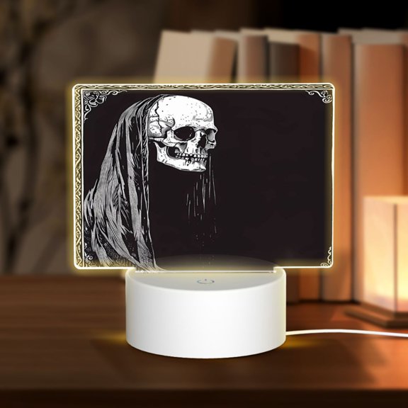 Hirioo Gothic Skull Drape for Rectangular Acrylic with Night Light Best Gifts for Lover Girl Mom, Valentine's Day Anniversary Birthday Wedding Present