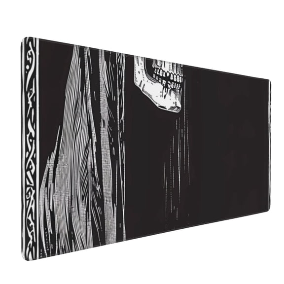Hirioo Gothic Skull Drape for Mouse Pad ,Anti-Slip Base, Durable Stitched Edges, Perfect for Gaming, Office, and Home Use,16x35.5in