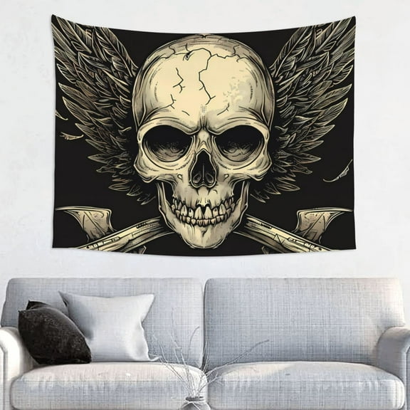 Hirioo Gothic Winged Skull Print Tapestry Lightweight Fabric for Bedroom Aesthetic Home Wall Dorm Dcor Living Room Decor 29x37 Inch