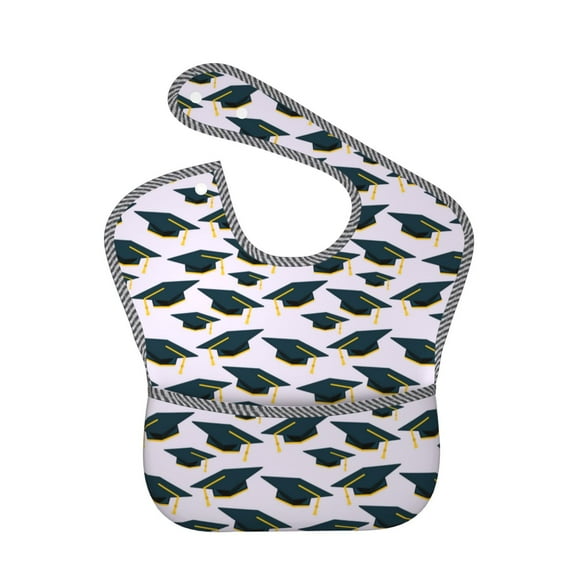 Hirioo Graduation Hats for Baby Waterproof Pocket Bib Adjustable Closed for Babies Toddlers with Large Pocket 6-24Months
