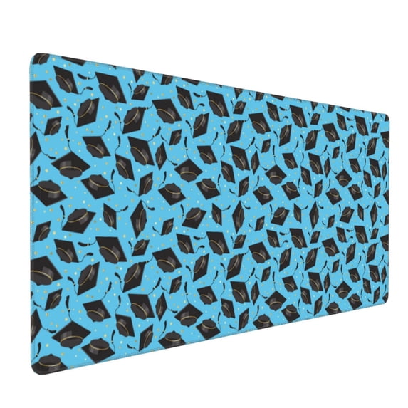 Hirioo Graduation Hats2 for Mouse Pad ,Anti-Slip Base, Durable Stitched Edges, Perfect for Gaming, Office, and Home Use,16x35.5in