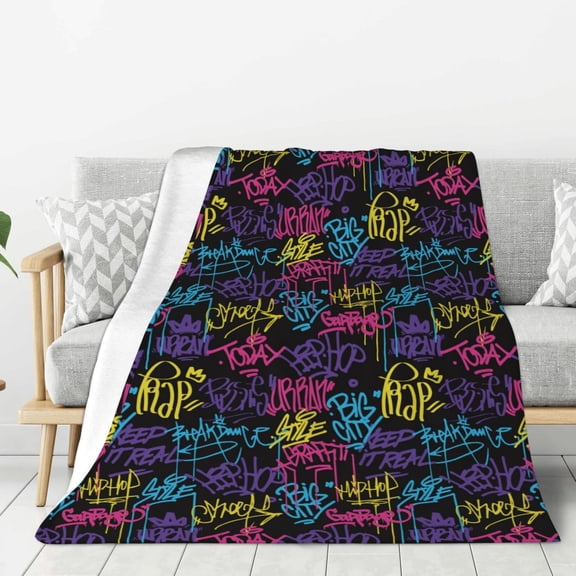 Hirioo Graffiti Art for Flannel Blanket, Cozy and Warm Throw for Bed or Couch ,Perfect for All Seasons-50"x40"