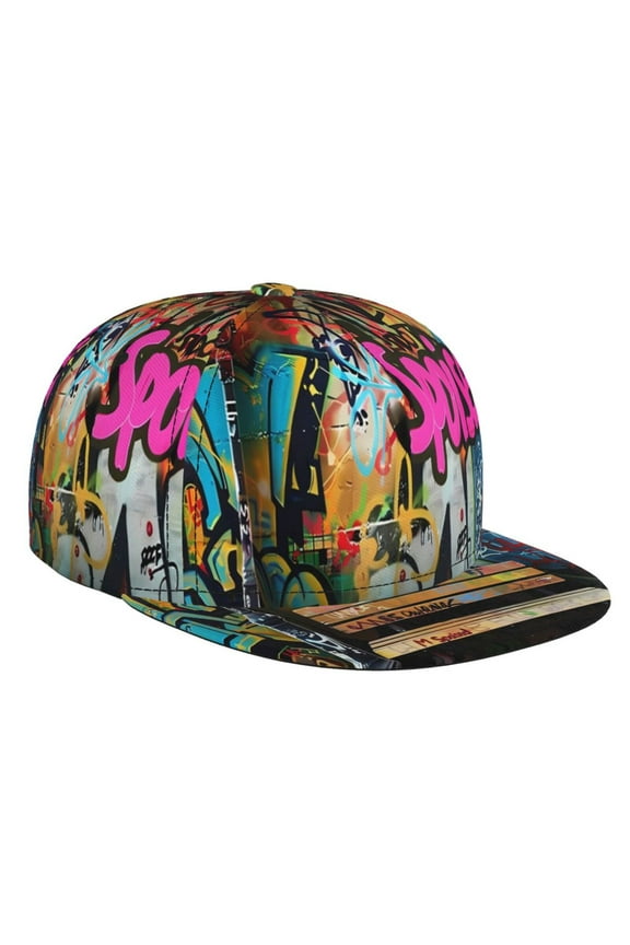 Graffiti Lamp Urban Scene for Baseball Cap Men Cap Flat Brim for Men Women Teens Adjustable Baseball Cap