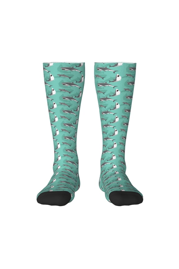 Great White Shark for Adult Stockings Breathable Sock Non-Pilling,Contrasting Color Design