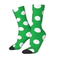 thumbnail image 1 of Hirioo Green And White Polka Dot Pattern Adult Middle Tube Socks Breathable Sock Non-Pilling,Contrasting Color Design, 1 of 6