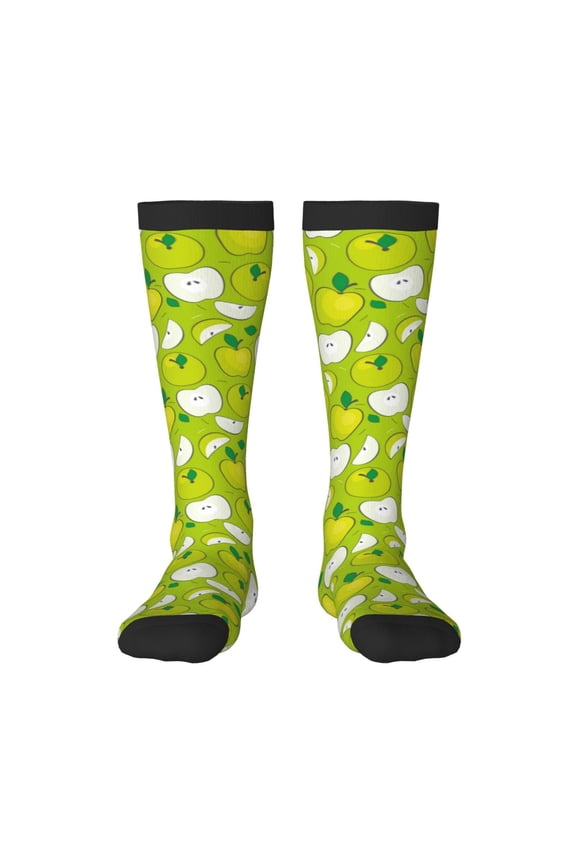 Hirioo Green Apple for Adult Stockings Breathable Sock Non-Pilling,Contrasting Color Design