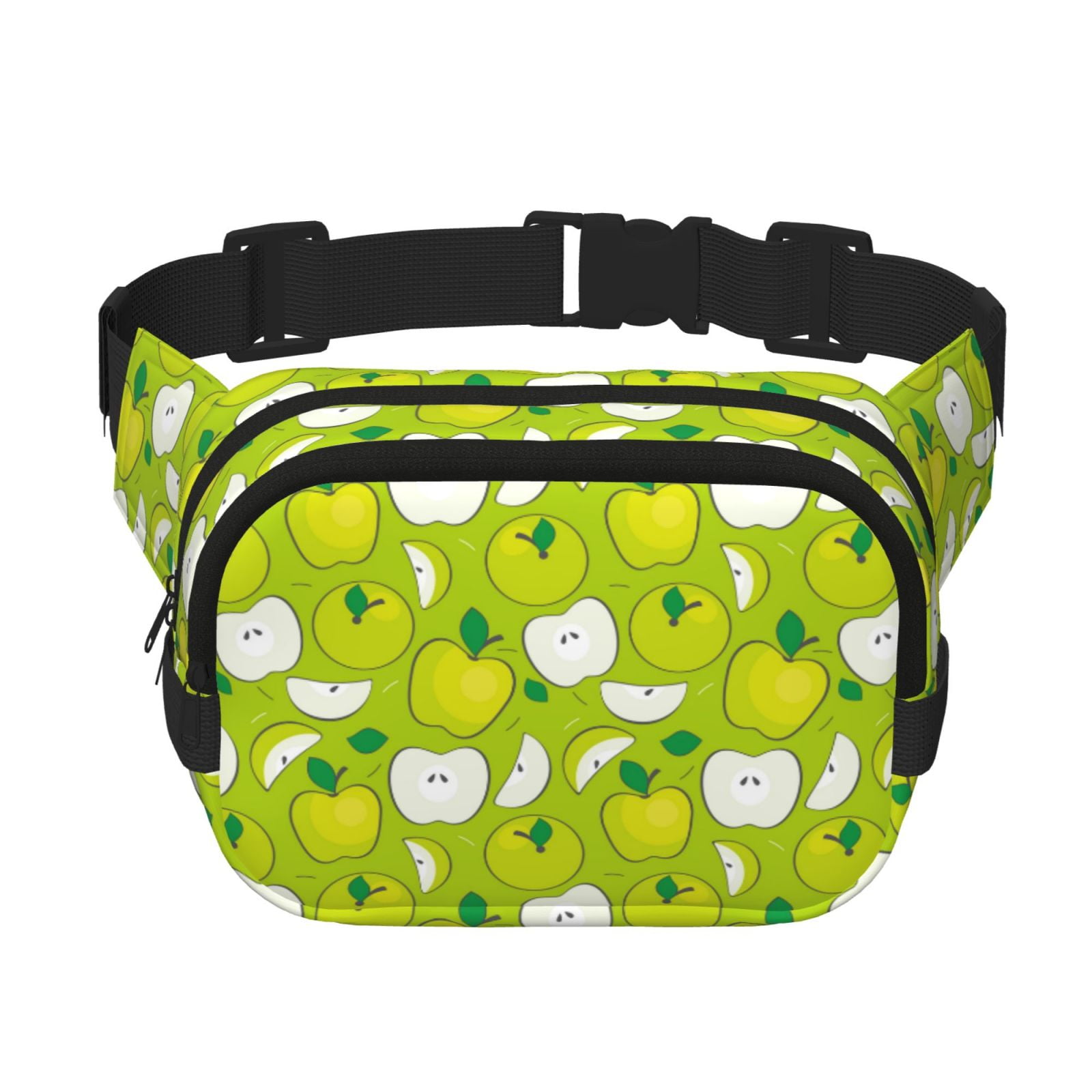Hirioo Green Apple for Double Layer Waist Bag Adjustable Fanny Pack For Travel Running Hiking