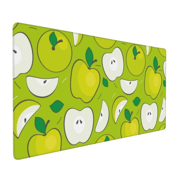 Hirioo Green Apple for Mouse Pad ,Anti-Slip Base, Durable Stitched Edges, Perfect for Gaming, Office, and Home Use,16x35.5in
