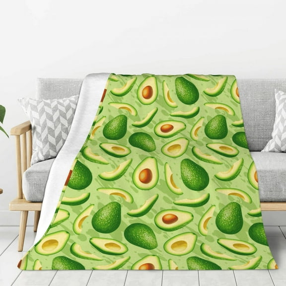 Hirioo Green Avocado for Flannel Blanket, Cozy and Warm Throw for Bed or Couch ,Perfect for All Seasons-40"x30"