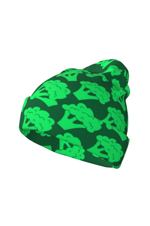 Green Broccoli for Men's Knit Cuffed Beanie for Outdoor Activities Unisex